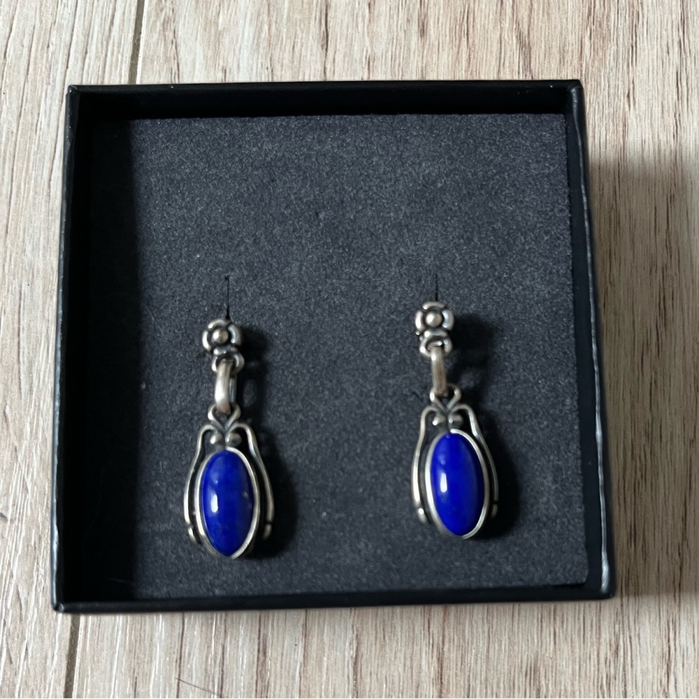 Georg Jensen sterling Silver Lapis Drop Earrings